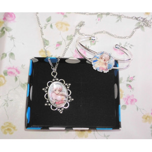 Super Sonico すーぱーそに子 anime Cabochon Necklace and Bracelet Set